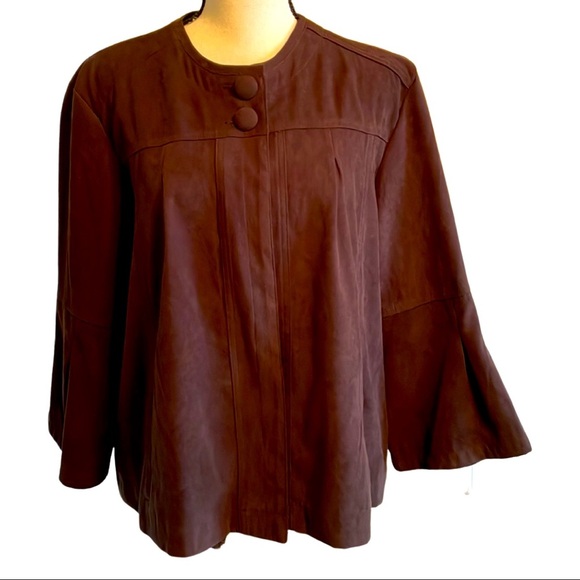 Kim Rogers Brown Faux Suede Jacket Size Large - Picture 4 of 7